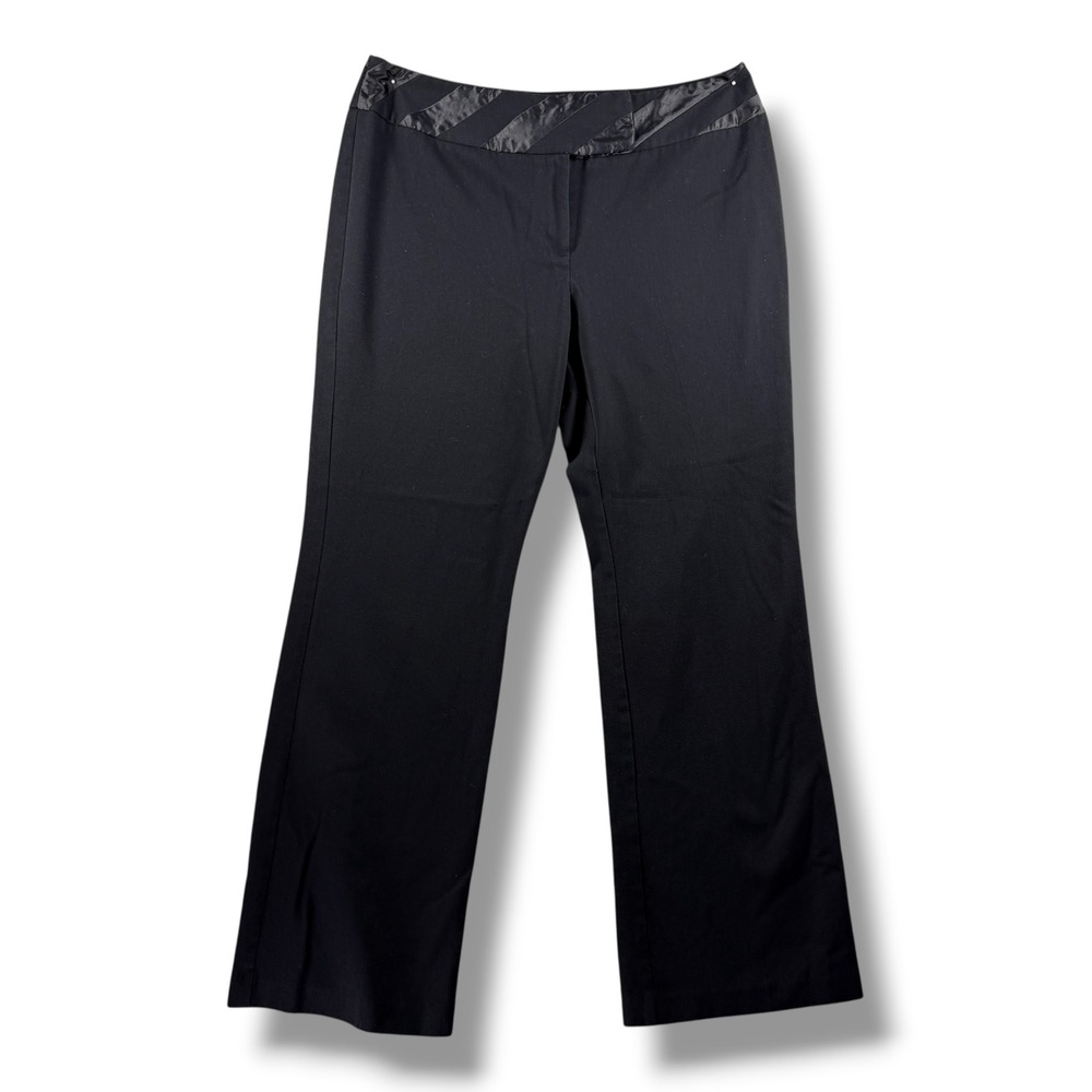 Style & Co Womens Black Stretch Trousers Satin Trim Waistband Size 14 WBL 8045
